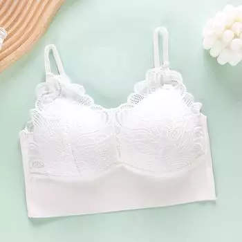 Женский кружевной топ на груди с запахом, фиксированной накладкой на груди снаружи и присборенным нижним жилетом сверху L белый