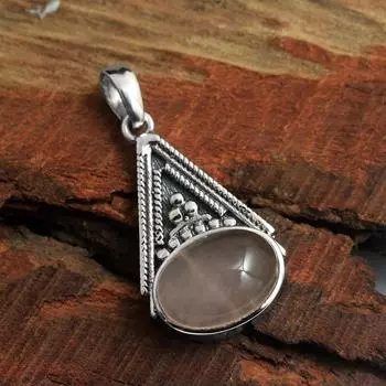 Женский кулон из розового кварца с драгоценным камнем, ювелирные изделия из стерлингового серебра 925 пробы розовый