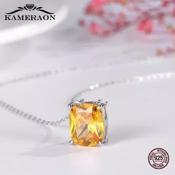 Женский кулон из серебра 925 пробы с топазом Pansysen, подвесное ожерелье, подвески для шеи, женские друзья с камнем, свадебное украшение на шею 45cm