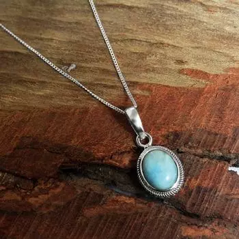 Женский кулон Larimar с цепочкой, очаровательные ювелирные изделия из стерлингового серебра 925 пробы синий