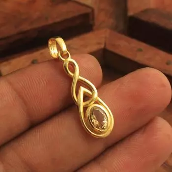 Женский кулон с цитрином из желтого золота, ноябрьский камень рождения, ювелирные изделия из 100% стерлингового серебра 925 пробы жёлтый/золотой