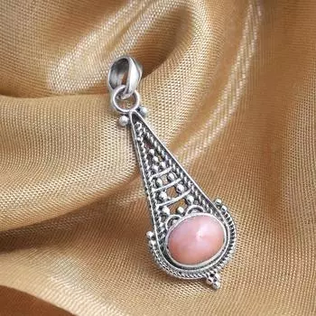Женский кулон с розовым опалом, твердые ювелирные изделия ручной работы из стерлингового серебра 925 пробы розовый