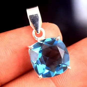 Женский кулон с синим топазом и драгоценным камнем, ювелирные изделия ручной работы из чистого серебра 925 пробы синий