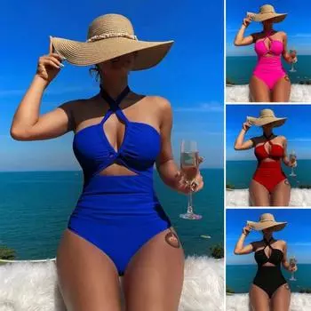 Женский купальник-бикини Monikni Sexy Suspender, облегающий, без косточек, с подкладкой, пляжная спортивная одежда S красный