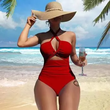 Женский купальник-бикини Monikni Sexy Suspender, цельный, облегающий, с подкладками, без косточек, пляжный S королевский синий