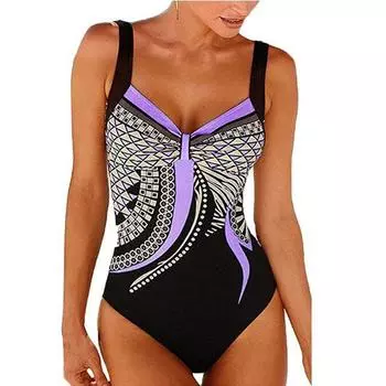 Женский купальник, бикини с принтом, сексуальный купальник без рукавов XL фиолетовый