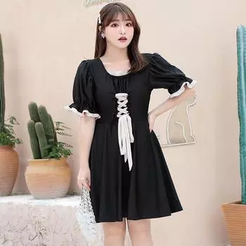 Женский купальник больших размеров, свободный, консервативный, милый, цельный купальник в стиле юбки с горячими источниками 3XL чёрный