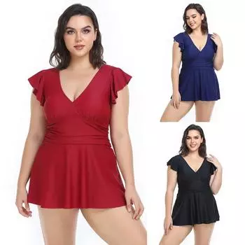 Женский купальник большого размера, новая мода, сексуальные бикини из двух частей, купальники больших размеров, пляжное платье XL вино красного