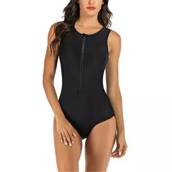 Женский купальник, цельные костюмы, тренировочные спортивные купальные костюмы, купальники без рукавов, спортивные купальники на молнии для серфинга L
