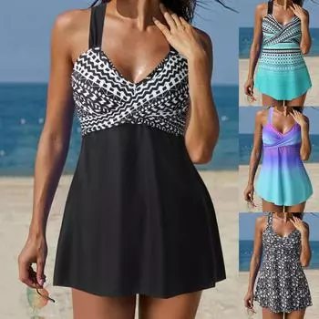 Женский купальник из 2 частей Harajuku Tankini Top с шортами Летний эластичный купальный костюм с оборками Bohemia Beach Bikini XL белый