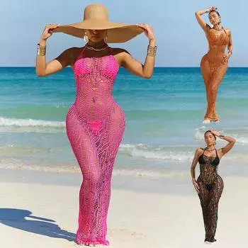 Женский купальник из 3 предметов с открытой спиной и висящей шеей, сетчатые комплекты бикини XL белый