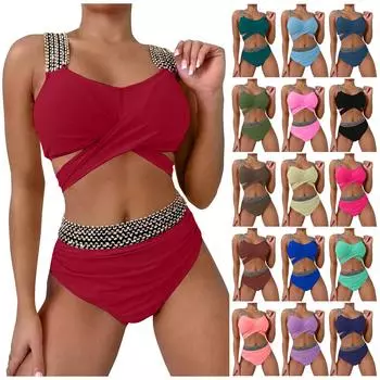 Женский купальник из двух частей. Купальник на бретельках. Подкладка из двух частей. Купальник с открытой спиной. Жилет с нижним бельем. Облегающий однотонный купальник. XXL тёмно-синий