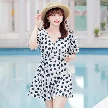 Женский купальник, модный цельный консервативный спа-женский костюм больших размеров 2XL чёрный