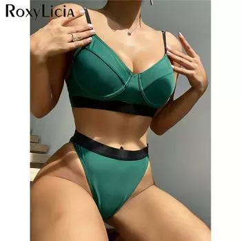 Женский купальник на косточках, бикини с высокой талией, женский купальник из двух частей, комплект бикини, купальный костюм, купальный костюм для леди S армия зеленый