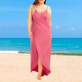 Женский купальник, накидка с регулируемыми бретелями, пляжное платье без рукавов с запахом, сплошной цвет, защита от солнца, открытая спина XL белый