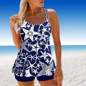 Женский купальник с бретелями, бикини с жемчужным принтом в яркую полоску и короткая майка, купальник S чёрный