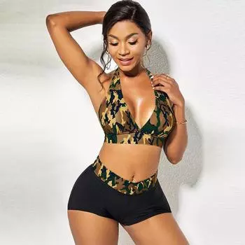 Женский купальник с бретелями на плечах, купальник-бикини с леопардовым принтом, купальник-танкини S белый