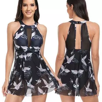 Женский купальник с цветочным принтом больших размеров, цельный купальник, пляжная одежда, пляжный купальный костюм S