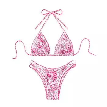 Женский купальник с цветочным принтом, летний купальник с узором пейсли, комплект бикини S