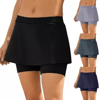 Женский купальник с карманами и средней талией, нижняя часть бикини, купальник-юбка XXL тёмно-синий