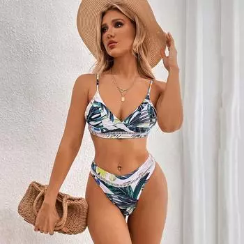 Женский купальник с открытой спиной и разрезом на шнурке, с высокой талией, треугольный купальник S синий/глубокий