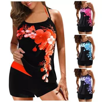 Женский купальник с принтом и разделенным плоским углом, большой купальник, купальный костюм XXXXL фиолетовый