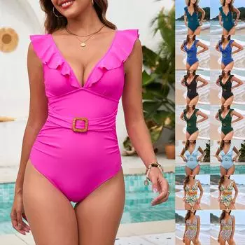 Женский купальник с принтом Sense Bikini With Chest Pad No Steel Bra Swimwear M синий