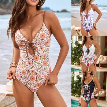 Женский купальник с принтом Sense Bikini With Chest Pad No Steel Bra Swimwear M верблюд