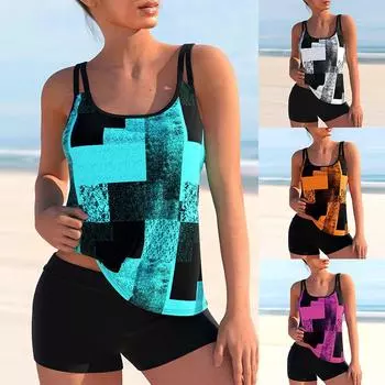 Женский купальник с принтом, топ, купальник, танкини, купальник, купальный костюм, большие размеры
