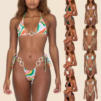 Женский купальник с разрезными бретелями и подушечками для бюстгальтера без стального бюстгальтера L белый