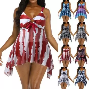 Женский купальник с разрезом, консервативное платье, шорты-боксеры, купальник с открытой спиной XXL тёмно-синий