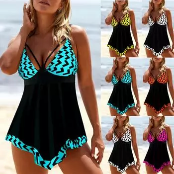 Женский купальник с разрезом, консервативное платье, шорты-боксеры, купальник с открытой спиной L синий