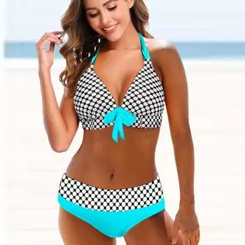 Женский купальник с висячим вырезом и четырьмя листами с круглым кольцом и принтом, короткий топ на бретелях, купальник S белый