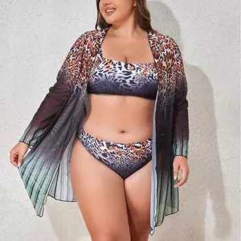 Женский купальник с высокой талией, сексуальный, большого размера, пляжный, приморский, бикини 1XL