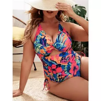 Женский купальник с высокой талией, сексуальный, большого размера, пляжный, приморский, бикини 0XL
