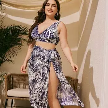 Женский купальник с высокой талией, сексуальный, большого размера, пляжный, приморский, бикини 0XL