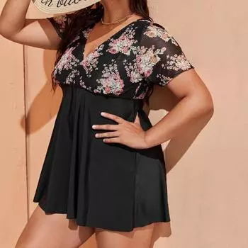 Женский купальник с высокой талией, сексуальный, большого размера, пляжный, приморский, бикини L чёрный