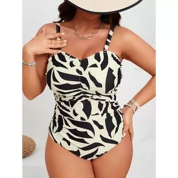 Женский купальник с высокой талией, сексуальный, большого размера, пляжный, приморский, бикини 0XL чёрный