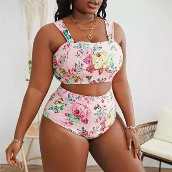 Женский купальник с высокой талией, сексуальный, большого размера, пляжный, приморский, бикини 0XL