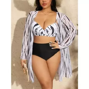 Женский купальник с высокой талией, сексуальный, большого размера, пляжный, приморский, бикини 0xl