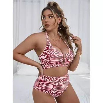 Женский купальник с высокой талией, сексуальный, большого размера, пляжный, приморский, бикини 0XL