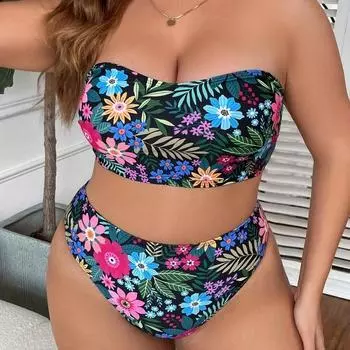Женский купальник с высокой талией, сексуальный, большого размера, пляжный, приморский, бикини 0XL
