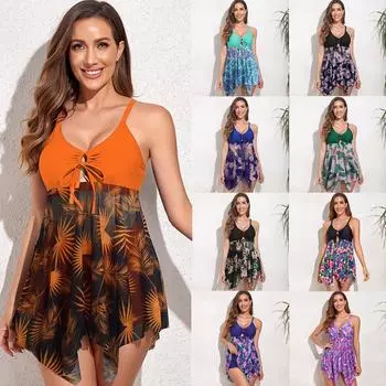 Женский купальник с завязками спереди, сексуальный бикини, купальник большого размера, разноцветный S оранжевый