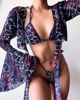 Женский купальник, сексуальная блузка, бикини с ремешками, сексуальные стринги, бразильская пляжная одежда, купальные костюмы S леопардовый