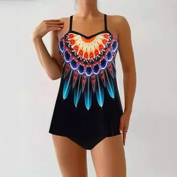 Женский купальник танкини 2-х частей купальник женский монокини боди женский купальный костюм монокини большой размер XS-8XL 3XL синий