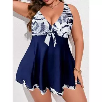 Женский купальник танкини с юбкой большого размера 2XL