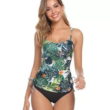 Женский купальник женский раздельный сексуальный цветочный открытый купальник с высокой резинкой бикини S
