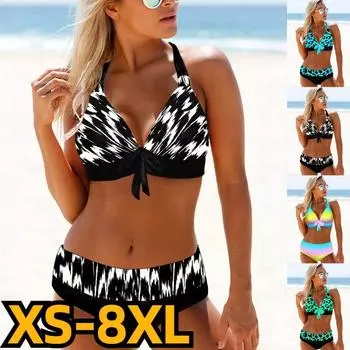 Женский купальный костюм с высокой талией, банный костюм, свободные купальники-бикини, женский новый дизайн, купальник с принтом, комплект из двух предметов, купальный костюм