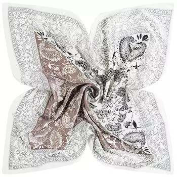 Женский квадратный платок с принтом пейсли, шелковистый на ощупь, легкий, с этническим узором, модный аксессуар, повязка на голову, шейный платок, подарок белый