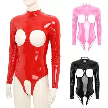 Женский латексный комбинезон, облегающее боди, боди с вырезами, нижнее белье с вырезами для ночного клуба, танцевальное шоу, костюм, заманчивый M
